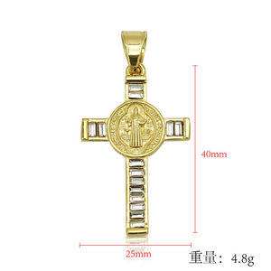 Kalung Salib Kristen Desain Khusus Berlapis Emas Baja Anti Karat Aksen Berlian Imitasi Hadiah Religius - Product Image 6