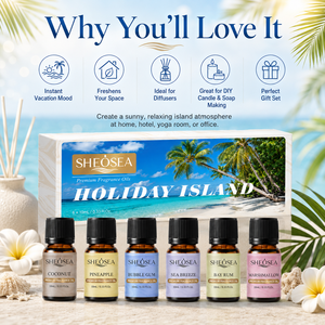 SHEOSEA Coffret de 6 Huiles Essentielles Tropicales pour Vacances, Parfums Noix de <span class=keywords><strong>Coco</strong></span>, Ananas, Brise Marine pour Diffuseur - Product Image 5