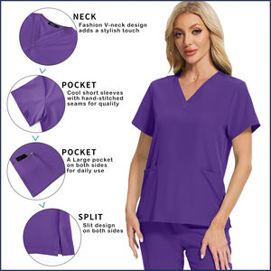 Uniforme da infermiera Set di Scrub medico da donna uomo con scollo a v Top Pant odontoiatrico Spot veterinario all'ingrosso Logo del marchio di personalizzazione multicolore - Product Image 5