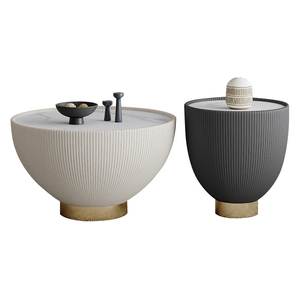 Table basse scandinave moderne de luxe léger en forme de bol, en pierre, avec rangement durable et caractéristiques écologiques - Product Image 1