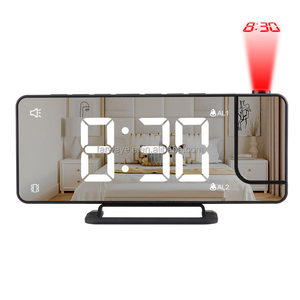 Réveil à projection pour chambres Horloge numérique miroir LED avec <span class=keywords><strong>projecteur</strong></span> sur mur de plafond Luminosité automatique sensible à la lumière - Product Image 6