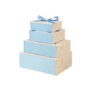 Boîte cadeau <span class=keywords><strong>licorne</strong></span> à double ouverture avec nœud en satin bleu ciel, boîte d'emballage rigide en papier imprimé dessin animé pour jouet d'enfant, cadeau d'anniversaire - Product Image 4