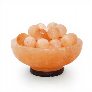 Wholesale 25cm 100% Natural Pink Salt Fire Bowl <b>Lamp</b> Stylish Love Design with 25 Warm Glow Salt <b>Balls</b> for Relaxation Wellness - Product Image 1