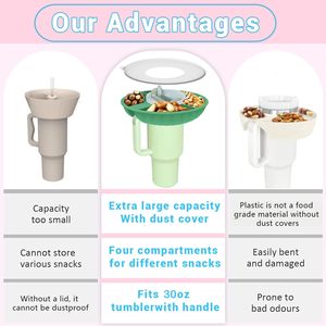 Bandeja de silicona para refrigerios con tapa, compatible con la Stanley Cup de 40 oz, anillo reutilizable para refrigerios para portavasos de coche. - Product Image 4