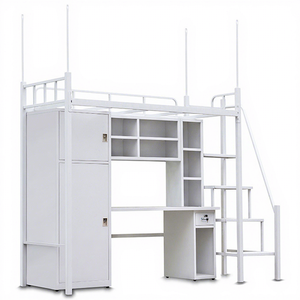 Lit superposé à deux étages pour adultes avec rangement, lits en métal et acier pour personnel scolaire, dortoir, <span class=keywords><strong>auberge</strong></span> ou chambre à coucher, appartement - Product Image 1
