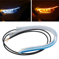 Tira de Luces LED de Conducción Diurna Azul Hielo para Automóvil, DRL Ámbar con Interruptor Impermeable, Lámpara Secuencial, Luz LED de Señal de Giro