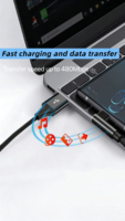 Cable USB-C de 90 Grados en Ángulo Recto, 5-6A, Carga Súper Rápida, Nylon Trenzado, Cobre Estañado, USB 3.0, Cable de Datos de Alta Velocidad en Forma de L