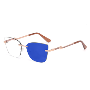 Montures de lunettes optiques pour femme, anti-reflet bleu, charnière à ressort, sans monture, anti-lumière bleue, photochromiques - Product Image 5