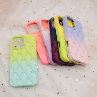 Coloré Diamant TPU Téléphone Cas Solide Dégradé Couleur pour iPhone 14 15 16 Pro Max Paillettes Diamant Mobile Téléphone Cas