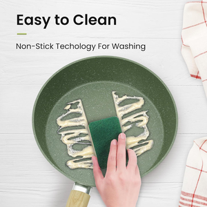 Juego de utensilios de cocina en espiral de mármol clásico moderno, ollas de cerámica forjadas a presión y <span class=keywords><strong>aluminio</strong></span> de grano de madera para Cocinar en casa - Product Image 5