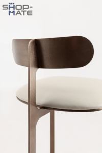 Cadeira de <span class=keywords><strong>Bar</strong></span> de Luxo de Alta Qualidade com Assento de Couro e Pernas de Metal Escovado para Hotel, Casa, Vila, Restaurante, Personalizável - Product Image 3