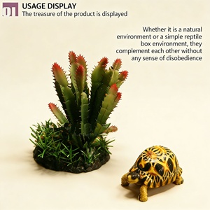 Décoration <span class=keywords><strong>de</strong></span> terrarium pour reptiles et amphibiens : Cactus artificiel réaliste non toxique, plante verte, ornement très demandé - Product Image 2