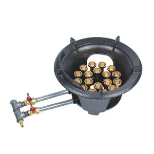 LYROE Factory Heavy Duty High Efficiency Commercial Gas Iron Cast 18 Nozzle Jet Copper Brass Burner Gas Stove for Commercial Use