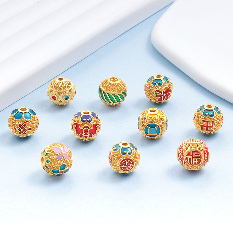 DIY Beaded Copper Accessories Pendant Necklace Earrings Making Accessories Charm Beads Jewelry Making DIY Beads Making Bracelets