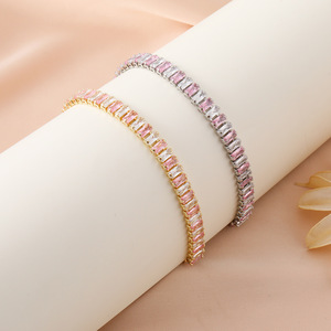Bracciale Tennis Classico BJG0242B Placcato Oro con Zirconi Colorati e Perline Quadrate - Product Image 3