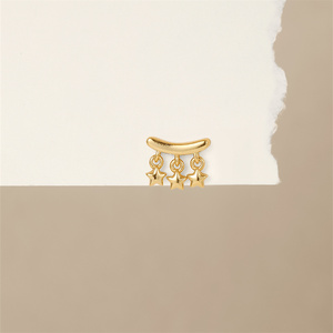 CANNER S925 Gold Plated <b>Sterling</b> <b>Silver</b> Plain Star Moonstone Fringe Four Prong 5A Zircon <b>Dangle</b> Flat Back Stud Piercing <b>Earrings</b> - Product Image 3