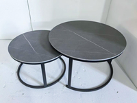 Ensemble de table basse avec dessus en marbre gris italien Mobilier de salon de ferme moderne avec table basse convertible en métal