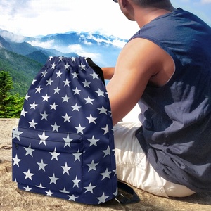 2024 Durable Custom Large Capacity Sport gymnastik Rucksack USA Flag <span class=keywords><strong>Pattern</strong></span> <span class=keywords><strong>String</strong></span> Kordel zug Taschen Polyester Fabrik preis - Product Image 2