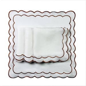 Double Embroidered Edge French Organic Flax Placemat Wedding <b>Table</b> <b>Cloth</b> <b>Linen</b> Napkins with Patterns French Luxury Dinner Mat - Product Image 2