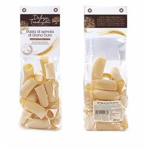 Pâtes Tubulaires Traditionnelles de Blé Dur Non Raffiné Paccheri 250g Sachet x 10 Pièces Délices de la Pâtisserie - Product Image 1