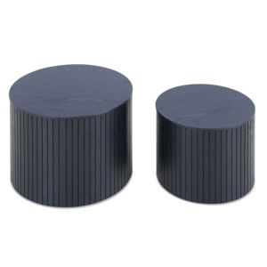 Juego de mesa de centro anidada DB de 2 piezas, muebles convertibles de MDF para sala de estar con almacenamiento, Color negro para sala de estar - Product Image 4