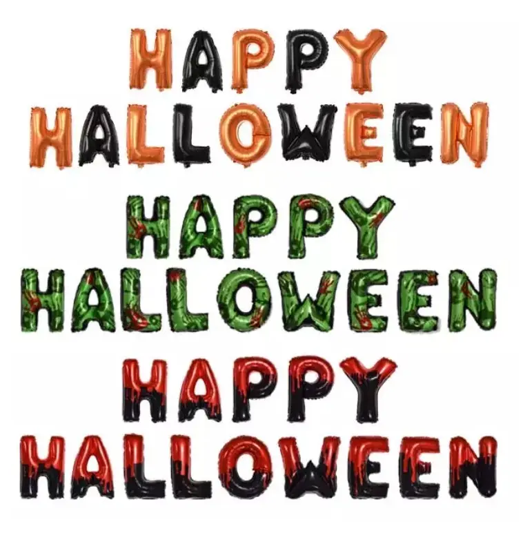 Feliz/Glückliche Halloween-Briefnummer Mylar-Folie Ballongirlande für blutiges dunkles Halloween-Thema Geburtstagsparty Dekor Versorgungsset