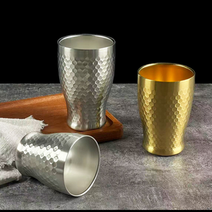 Tasse à <span class=keywords><strong>eau</strong></span> martelée double paroi en acier inoxydable 304 coréen, cadeau promotionnel, tasse à café pour usage commercial, restaurants de barbecue - Product Image 5