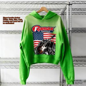 Sudadera con capucha RAMAX de felpa francesa con media cremallera, oversize, con gráfico personalizado, de algodón, para hombre, estilo boxy, con efecto desgastado y lavado ácido, transpirable - Product Image 1