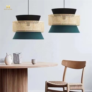 Luminaire suspendu rond tissé en <span class=keywords><strong>bambou</strong></span> japonais de style industriel Lustres et suspensions en rotin de style chinois pour bar de salle à manger - Product Image 6