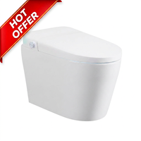 WC intelligent sans réservoir en céramique avec bidet intégré monobloc, chasse d'eau automatique, siège chauffant, eau chaude, séchage, température réglable, commande au pied