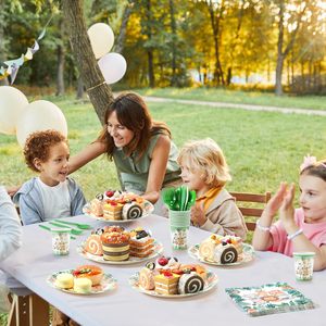Oferta Especial: Vajilla Desechable con Temática de Selva y Zoológico para Fiestas de Cumpleaños, Platos de Papel, Vasos, Servilletas, Mantel, Pancarta y Decoración - Product Image 4