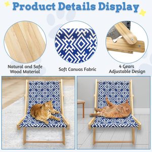 ที่นอนแมวไม้ปรับระดับได้ พร้อมพื้นผิวสำหรับข่วน สำหรับแมว ใช้ได้ทุกฤดู ทำจากไม้เนื้อแข็ง พร้อมเบาะรองนั่งสำหรับสัตว์เลี้ยง - Product Image 4