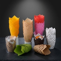 Moules à gâteau jetables en forme de tulipe, résistants à la chaleur, 100 % biodégradables, anti-graisse, avec logo personnalisé, qualité alimentaire, vente en gros