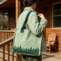 Sac fourre-tout en toile personnalisé avec fermeture éclair, motif dessin animé, respirant, lavable, pour le shopping, le rangement quotidien, les fournitures de couture et les aliments
