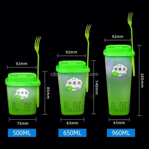 Factory Customized Disposable Plastic PP <b>Cups</b> 500ml 90mm Diameter Rainbow Purple Black Milk Bubble Tea <b>Cold</b> Drinks - Product Image 4