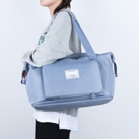 Grand sac de voyage extensible en nylon pour femmes, logo personnalisé, sac de voyage pliable pour le week-end