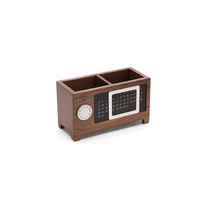 Organisateur de bureau en bois avec calendrier, porte-documents multi-compartiments et affichage de la date pour le bureau, la salle d'étude, la maison, ou comme cadeau