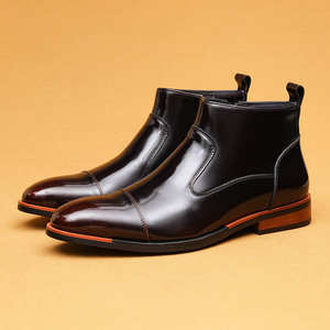 Nouvelles bottines en cuir véritable pour hommes, lavables, à semelle Goodyear, style rétro, chaussures de travail Amekaki à lacets - Product Image 1