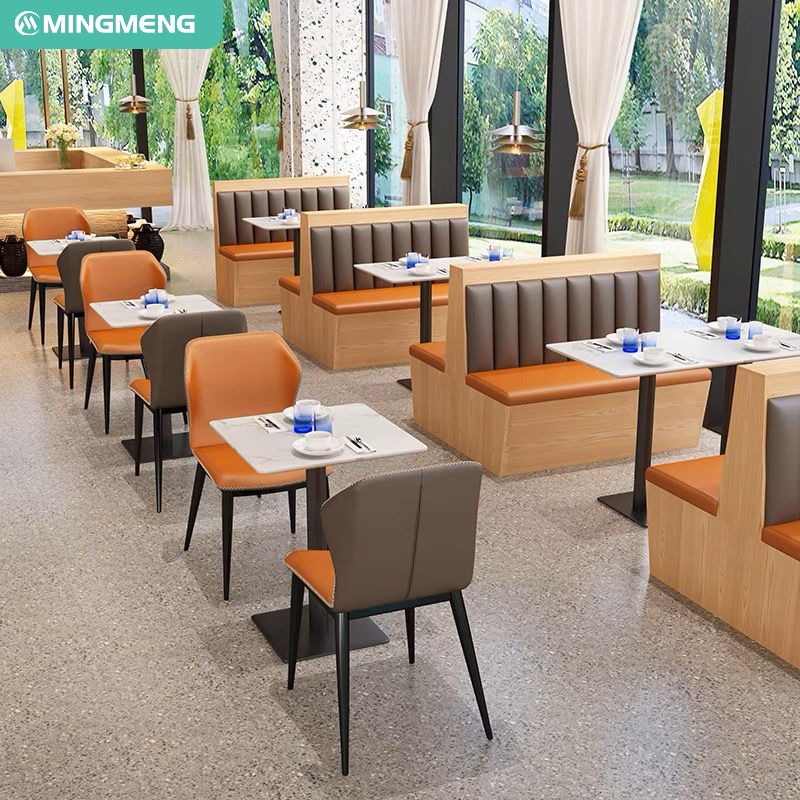 Grosir Set Furniture restoran Modern Cafe Fast Food Booth Sofa tempat duduk meja makan dan kursi Set