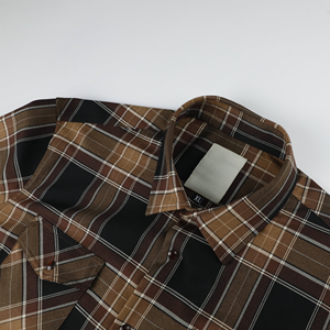 Chemises à manches longues à <span class=keywords><strong>carreaux</strong></span> surdimensionnées de style vintage pour hommes avec logo personnalisé - Product Image 3