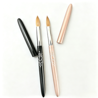 Pinceau de luxe pour nail art en poils de Kolinsky avec manche métallique, design pétales/frisé, pour ongles en acrylique professionnels et DIY