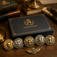Ensemble de pièces commémoratives 3D en relief personnalisées, coffret cadeau, pièces souvenir en or antique, boîte de présentation, récompense événementielle, logo personnalisé OEM