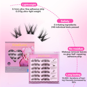 Extensions de <span class=keywords><strong>cils</strong></span> auto-adhésives en grappes, noires, sans colle, DIY, 5D, effet Sweet Doll, à presser, pré-collées, Star Push, effet wispy, réutilisables, volume - Product Image 4