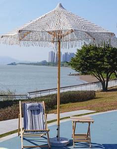 Parasols de plage en macramé faits à la main, très résistants, 2,5 m, 3 m, <span class=keywords><strong>parasol</strong></span> <span class=keywords><strong>rond</strong></span> avec glands, beige - Product Image 5