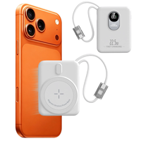 Power Bank Mini 5000mAh dengan Kabel Terintegrasi, Charger Portabel, Power Bank Nirkabel Magnetik untuk Ponsel, Baterai Eksternal 5000 MAH