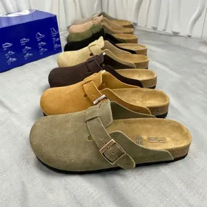 Wholesale Best Quality Borkensts Solid Outdoor Flat Sandals Mule Wood Block Leather Suede Cork Fashionable <b>Clogs</b> Slippers Shoes - Product Image 1