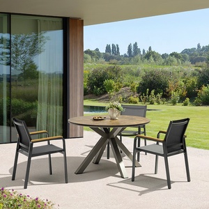 Bán Buôn Sang Trọng Bộ Sưu Tập Gỗ Bàn Ăn Với Kim Loại Màu Đen Bột Cơ Sở Đồ Nội Thất Hiện Đại Vòng Bàn Ăn - Product Image 6