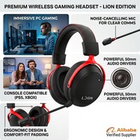 Auriculares Inalámbricos para Juegos OEM ODM, Sobre la Oreja, RGB, Cancelación de Ruido, Controlador Dinámico, Baja Latencia, Más de 20 Horas de Reproducción