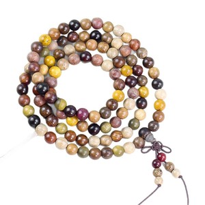 Multi <b>Gemstone</b> Sandalwood Prayer Beads 108 Beads 8mm Round Wooden <b>Bracelet</b> Religious Ceremony Jewelry Unisex Couple <b>Bracelet</b> - Product Image 4
