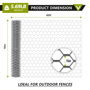 Malla de alambre hexagonal galvanizada de 23GA y 0.6mm para gallineros, apertura de 1 pulgada, rollo de 16 pulgadas x 82 pies, para cercado de jaulas de animales - Product Image 2